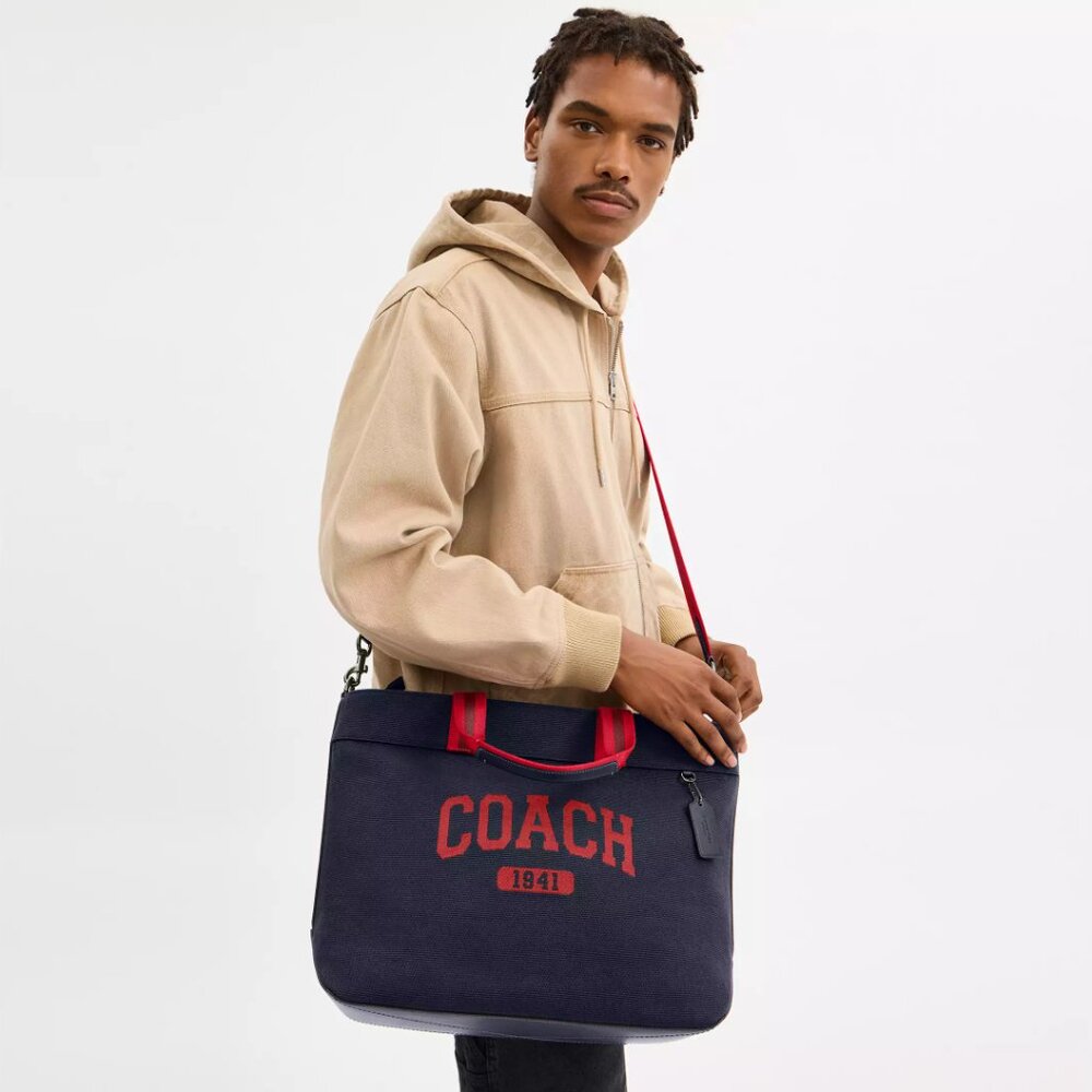 Coach Tote Bag 38 With Coach Graphic Gunmetal Midnight Navy Multi